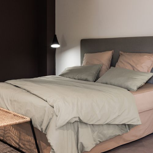 Parure De Lit 200x200 Cm Et 65x65 Cm Coton Lavé Palace Beige Lin 3 Pièces