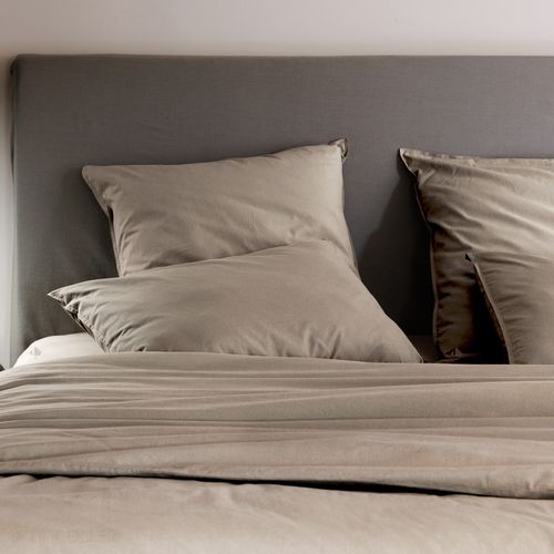 Parure De Lit 260x240 Cm Et 65x65 Cm Coton Lavé Palace Marron Camel 3 Pièces