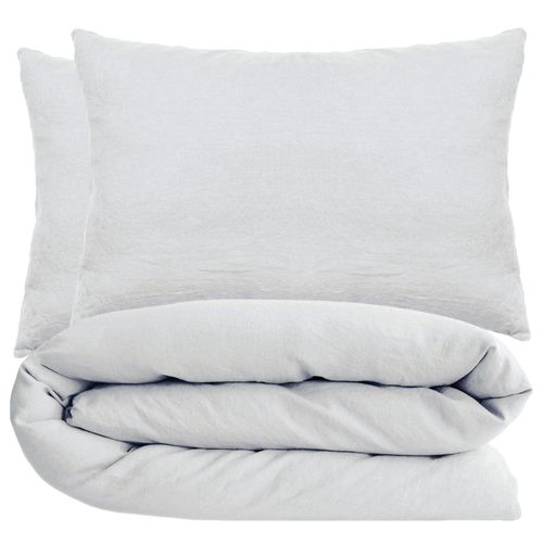 Parure De Lit 260x240 Cm Et 50x70 Cm Coton Lavé Palace Blanc Neige 3 Pièces