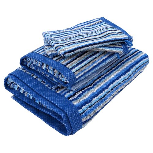 Parure De Bain Coton 500g/m2 Par 5 Pure Stripes Ii Bleu