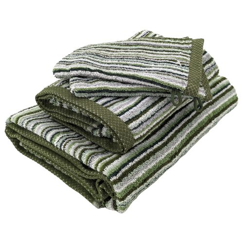 Parure De Bain Coton 500g/m2 Par 5 Pure Stripes Ii Vert