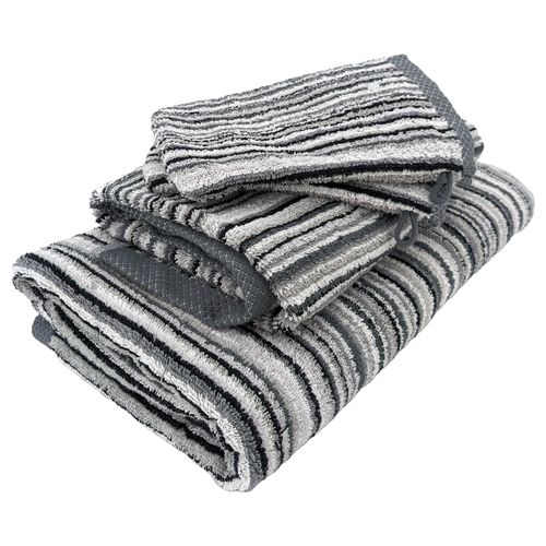 Parure De Bain Coton 500g/m2 Par 5 Pure Stripes Ii Gris