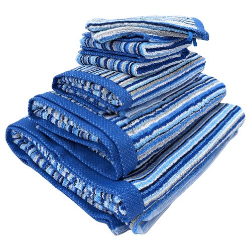 Parure De Bain Coton 500g/m2 Par 7 Pure Stripes Ii Bleu