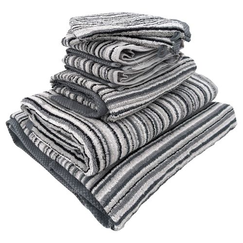 Parure De Bain Coton 500g/m2 Par 7 Pure Stripes Ii Gris