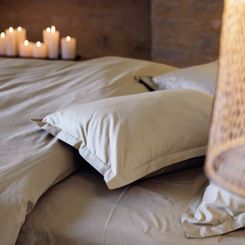 Taie De Traversin 43x190 Cm Percale De Coton Manoir Beige Lin