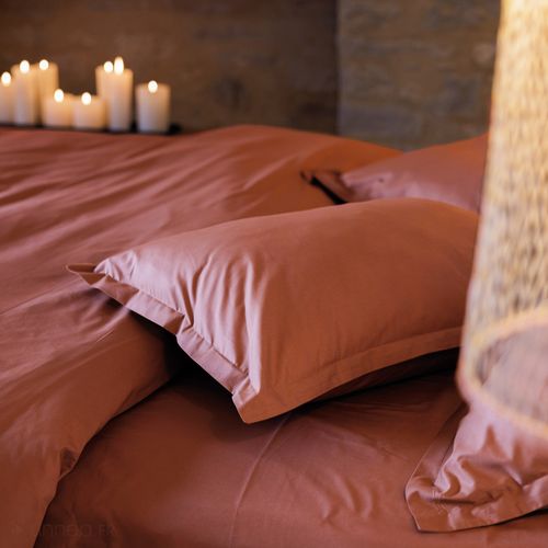 Drap Plat 270x300 Cm Percale De Coton Manoir Rose Pêche