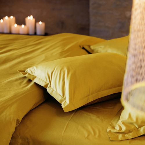 Drap Plat 240x300 Cm Percale De Coton Manoir Jaune Moutarde