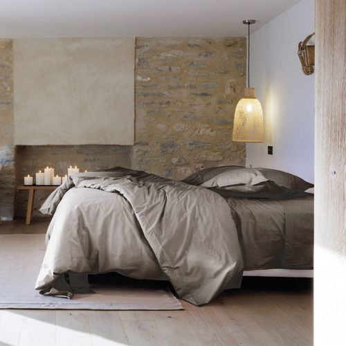 Drap Plat 240x300 Cm Percale De Coton Manoir Gris Cendre