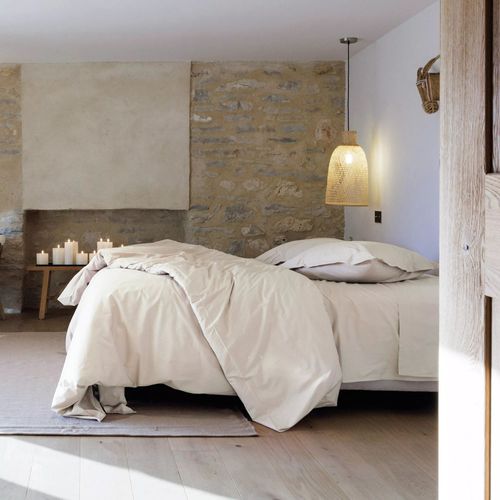 Drap Plat 180x290 Cm Percale De Coton Manoir Ivoire