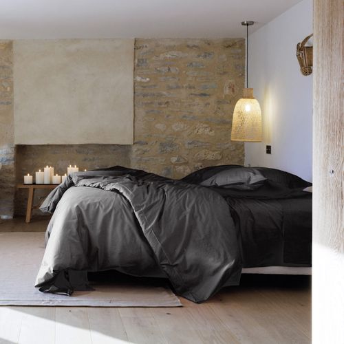 Drap Plat 240x300 Cm Percale De Coton Manoir Gris Ardoise