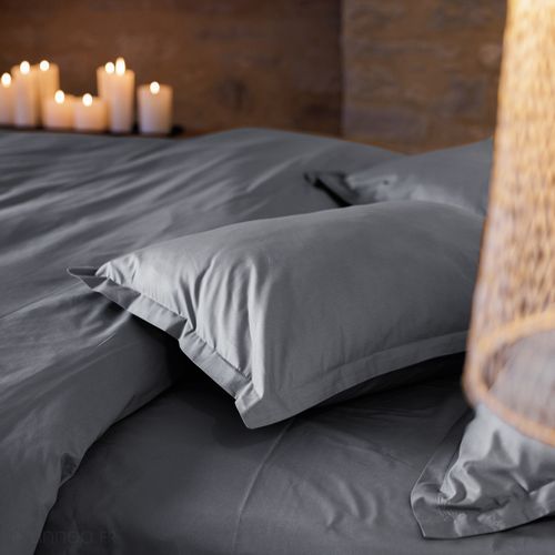 Drap Plat 240x300 Cm Percale De Coton Manoir Gris Ardoise