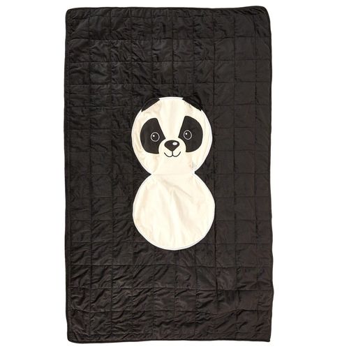Coussin Plaid 100% Polyester 110x150 Cm Collection Animaux Panda Noir Et Blanc