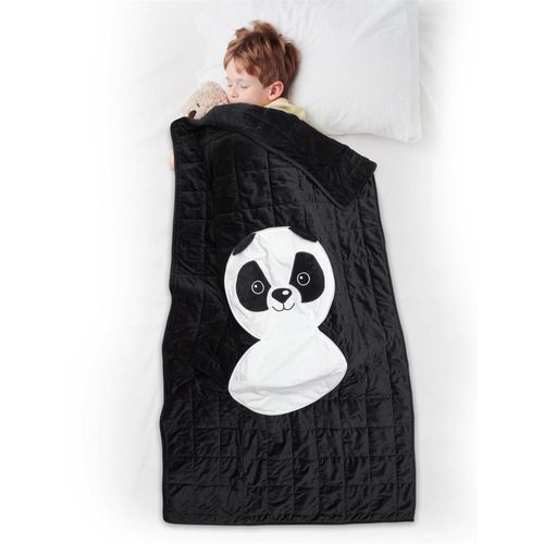 Coussin Plaid 100% Polyester 110x150 Cm Collection Animaux Panda Noir Et Blanc