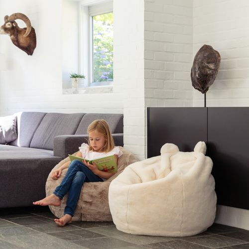 Pouf Medium Polyester Et Fausse Fourrure Collection Soft Animals Mouton Avec Garnissage