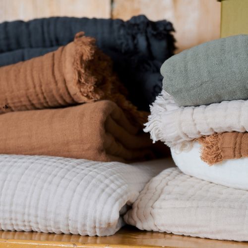 Drap De Douche 70x130 Cm Et Serviette 50x90 Cm Kea Mousseline De Coton Blanc Neige