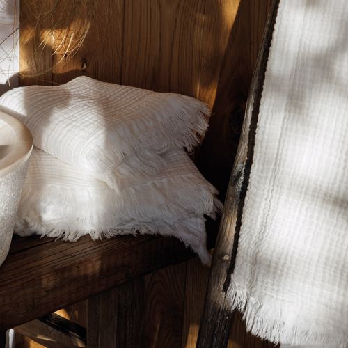 Drap De Douche 70x130 Cm Et Serviette 50x90 Cm Kea Mousseline De Coton Blanc Neige