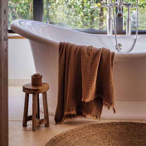 Drap De Douche 70x130 Cm Et Serviette 50x90 Cm Kea Mousseline De Coton Blanc Neige