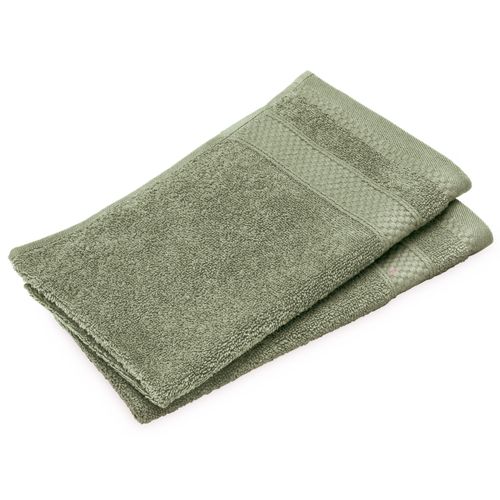 Lot De 2 Serviettes Invité Coton 550g/m2 30x50cm Naïa Vert Olive
