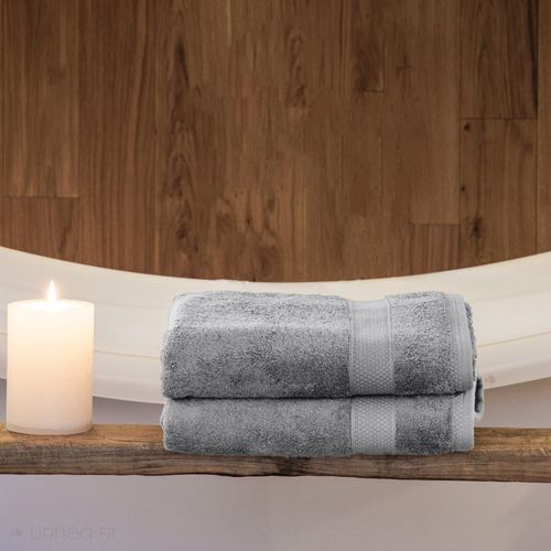 Parure De Bain Coton 550g/m2 Naïa Par Lot De 7 Gris Perle