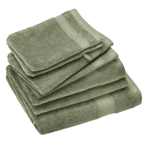 Parure De Bain Coton 550g/m2 Naïa Par Lot De 7 Vert Olive