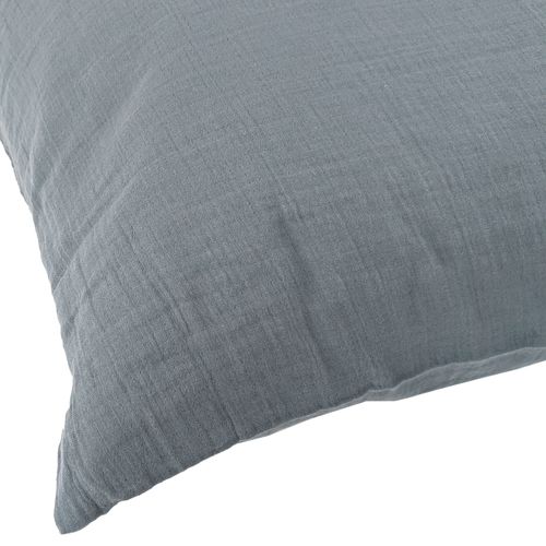 Taie D'oreiller 50x70 Cm Double Gaze De Coton Cassis Bleu Glacier