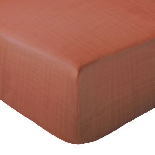 Drap Housse 180x200 Cm Gaze De Coton Cassis Rouge Terracotta