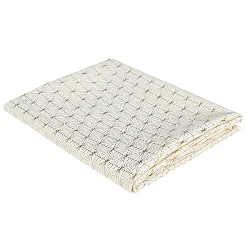 Nappe Rectangle 140x250 Cm Gold Motifs Géométriques Blanche Dorée
