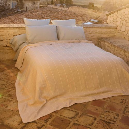 Dessus De Lit 270x250 Cm Honfleur Coton Et Lin Mélangés Écru Naturel