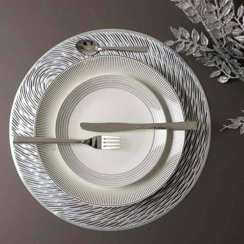 Lot De 2 Sets De Table Rond 40 Cm Collection Phuket Argent