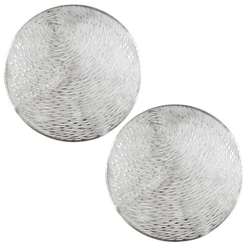Lot De 2 Sets De Table Rond 40 Cm Collection Phuket Argent