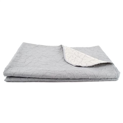 Dessus De Lit Jacquard 270x250 Cm Charente En Coton Gris Perle