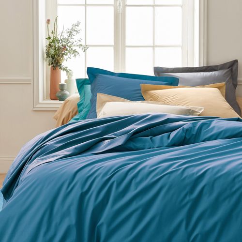 Drap Housse 160x200 Cm Bonnet 40 Cm Percale De Coton Passion Percale Bleu Cobalt
