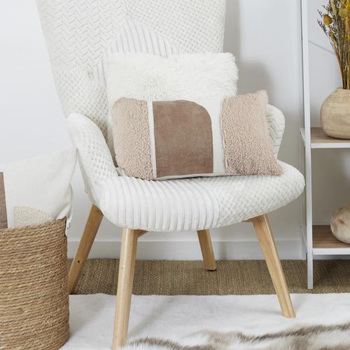 Coussin Bicolore Moderne 30x50 Cm Collection Crush Beige Et Crème