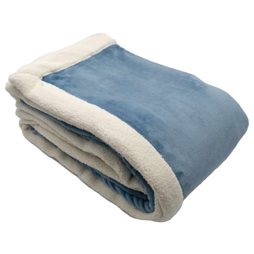 Plaid En Polyester 150x200 Cm Week-end Double Face Bleu Orage