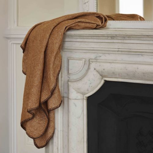 Plaid Laine Acrylique Micro-motif 120x180 Cm Ales Marron Terre Brûlé