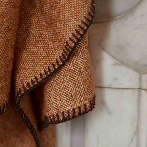 Plaid Laine Acrylique Micro-motif 120x180 Cm Ales Marron Terre Brûlé