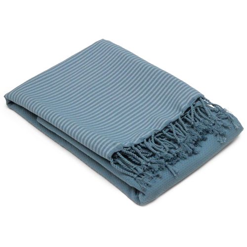 Drap De Plage Nid D'abeille 100x200 Cm Coton 230 G/m² Bleu Topaze