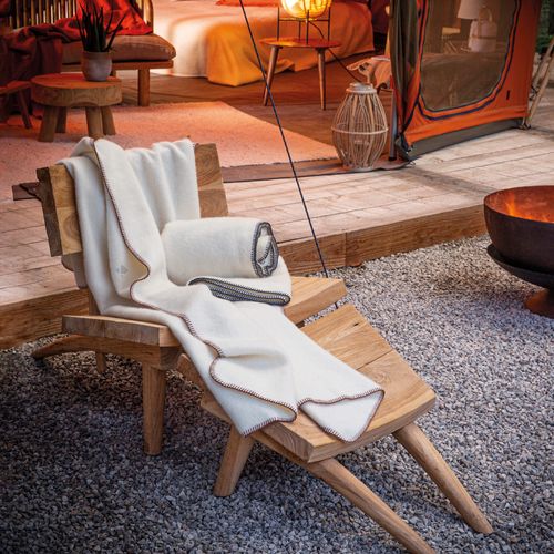 Couverture 100% Laine Grattée 2 Faces 240x260 Cm Aspen Blanc Fil Gris