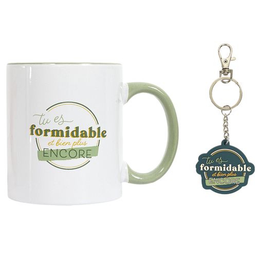 Mug En Céramique 30 Cl Et Son Porte Clé Collection Pampelonne Vert