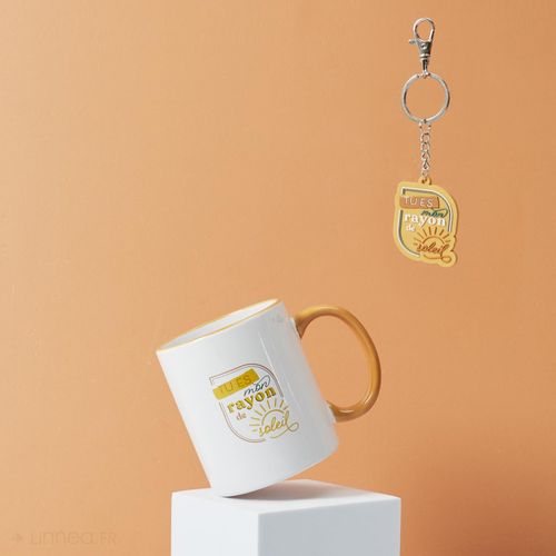 Mug En Céramique 30 Cl Et Son Porte Clé Collection Pampelonne Orange