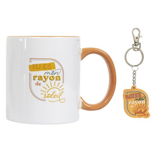 Mug En Céramique 30 Cl Et Son Porte Clé Collection Pampelonne Orange