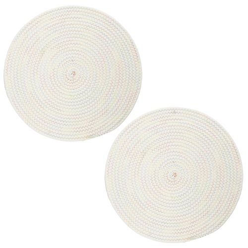 Lot De 2 Sets De Table Rond Tresse 34 Cm Collection Ko Lipe Beige