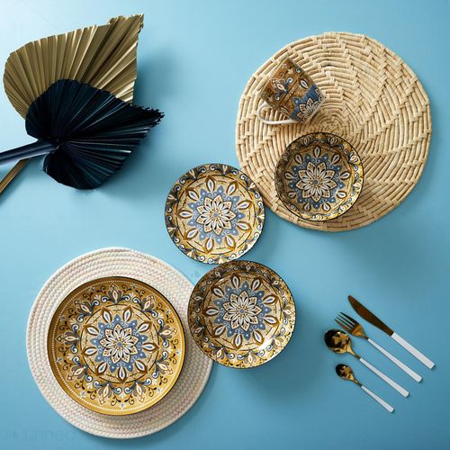 Lot De 2 Sets De Table Rond Tresse 34 Cm Collection Ko Lipe Beige