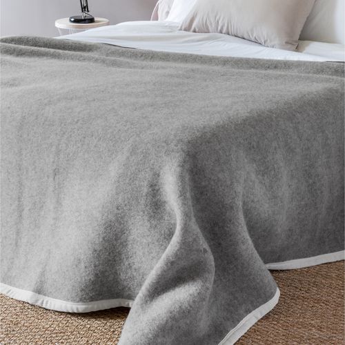 Couverture 100% Pur Laine Vierge 180x240 Cm Pastorale Blanchie