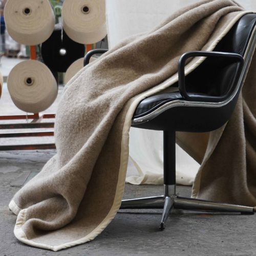 Couverture 100% Pur Laine Vierge 180x240 Cm Pastorale Blanchie