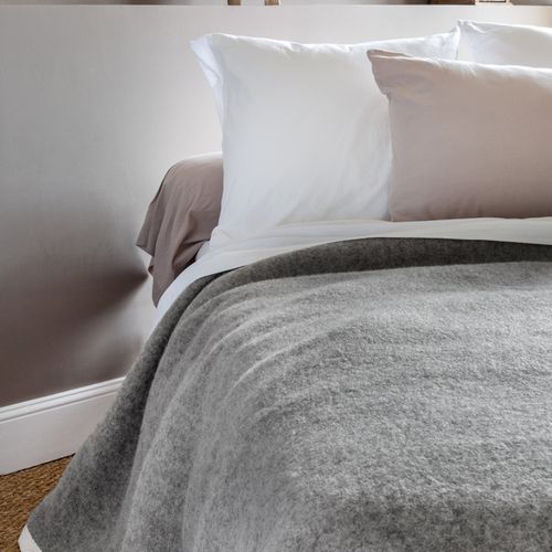 Couverture 100% Pur Laine Vierge 220x240 Cm Pastorale Blanchie