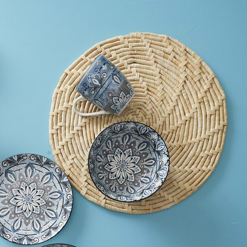 Lot De 2 Sets De Table Rond Tresse Maïs 34 Cm Collection Ko Lipe Beige Naturel