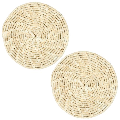 Lot De 2 Sets De Table Rond Tresse Maïs 34 Cm Collection Ko Lipe Beige Naturel