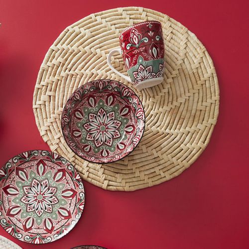 Lot De 2 Sets De Table Rond Tresse Maïs 34 Cm Collection Ko Lipe Beige Naturel