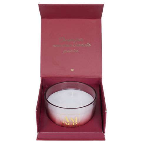 Bougie Parfumée 3 Mèches En Coton Amour à La Cire De Parafine Senteur Rêve Poudré